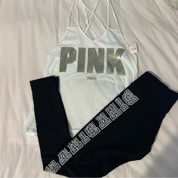 Victoria's Secret Tops - PINK Victoria’s Secret Bling Tank Top and leggings set
